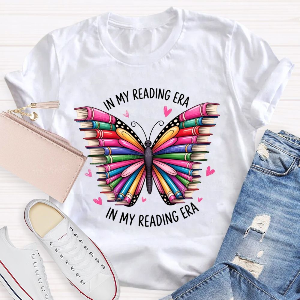 In My Reading Era Butterfly Book Wings Rainbow Book Butterfly Teacher T-shirt