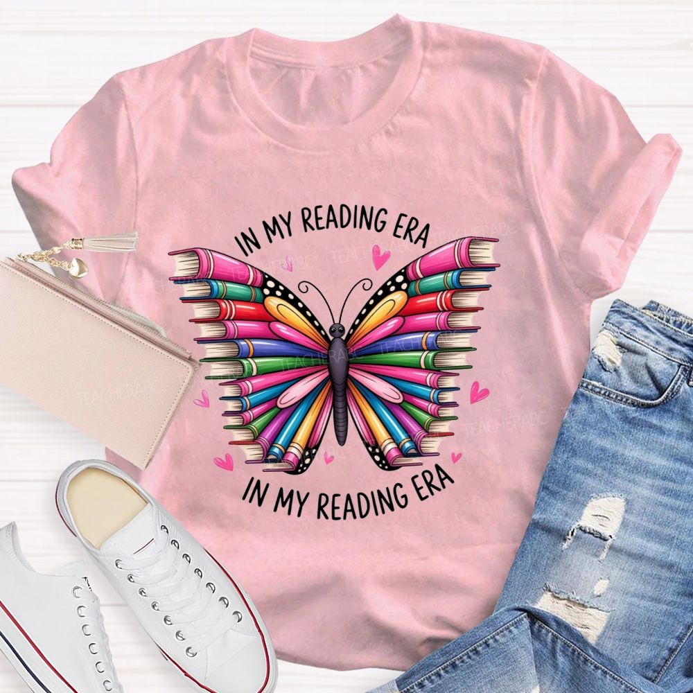 In My Reading Era Butterfly Book Wings Rainbow Book Butterfly Teacher T-shirt