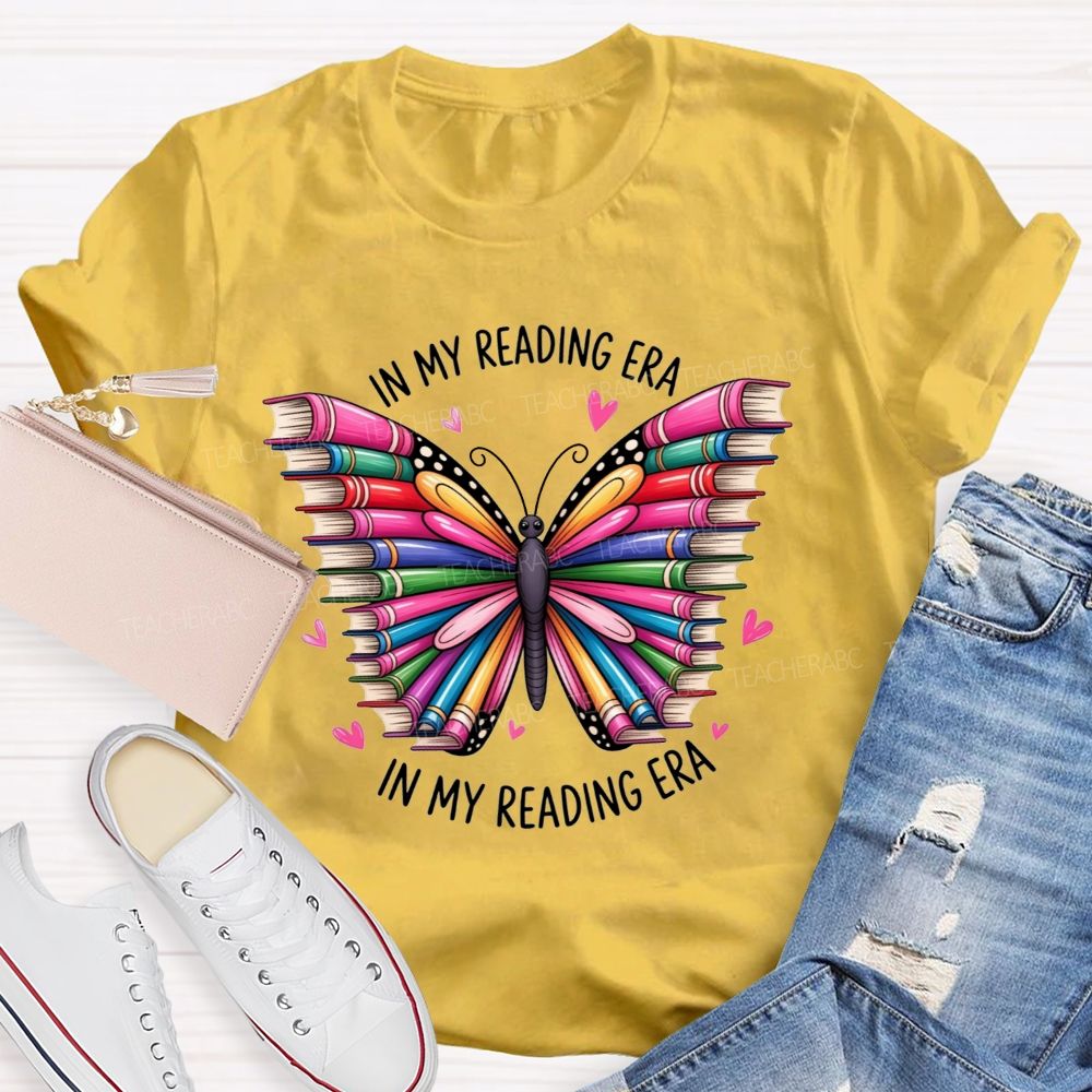 In My Reading Era Butterfly Book Wings Rainbow Book Butterfly Teacher T-shirt