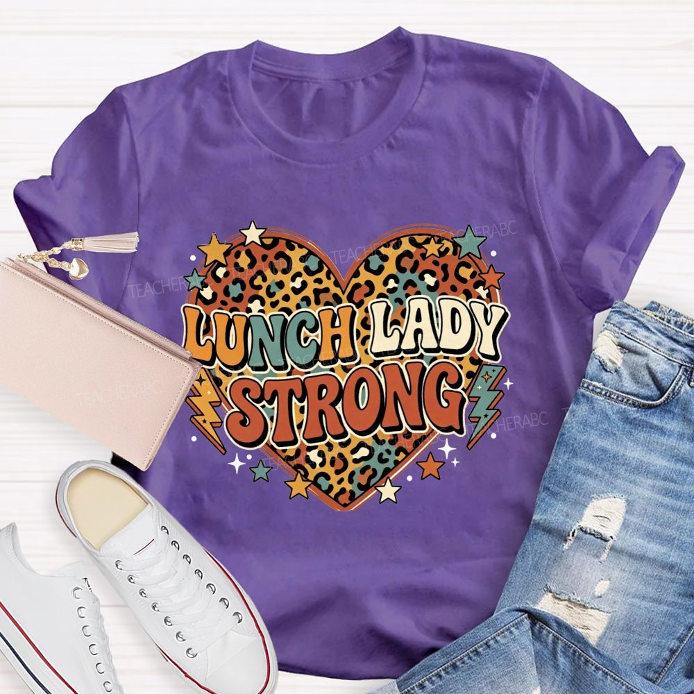 Lunch Lady Strong Leopard Heart Lightning T-shirt