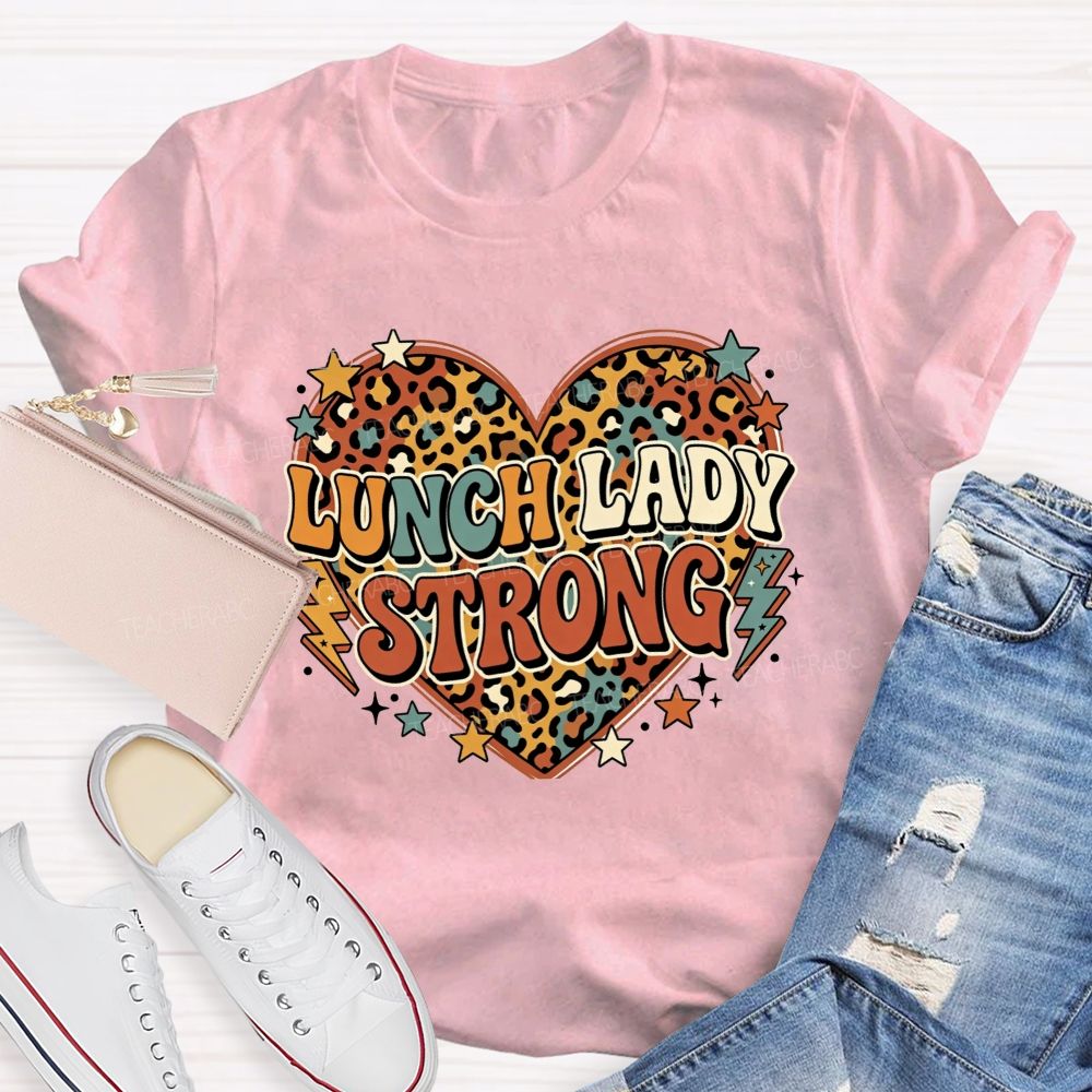 Lunch Lady Strong Leopard Heart Lightning T-shirt