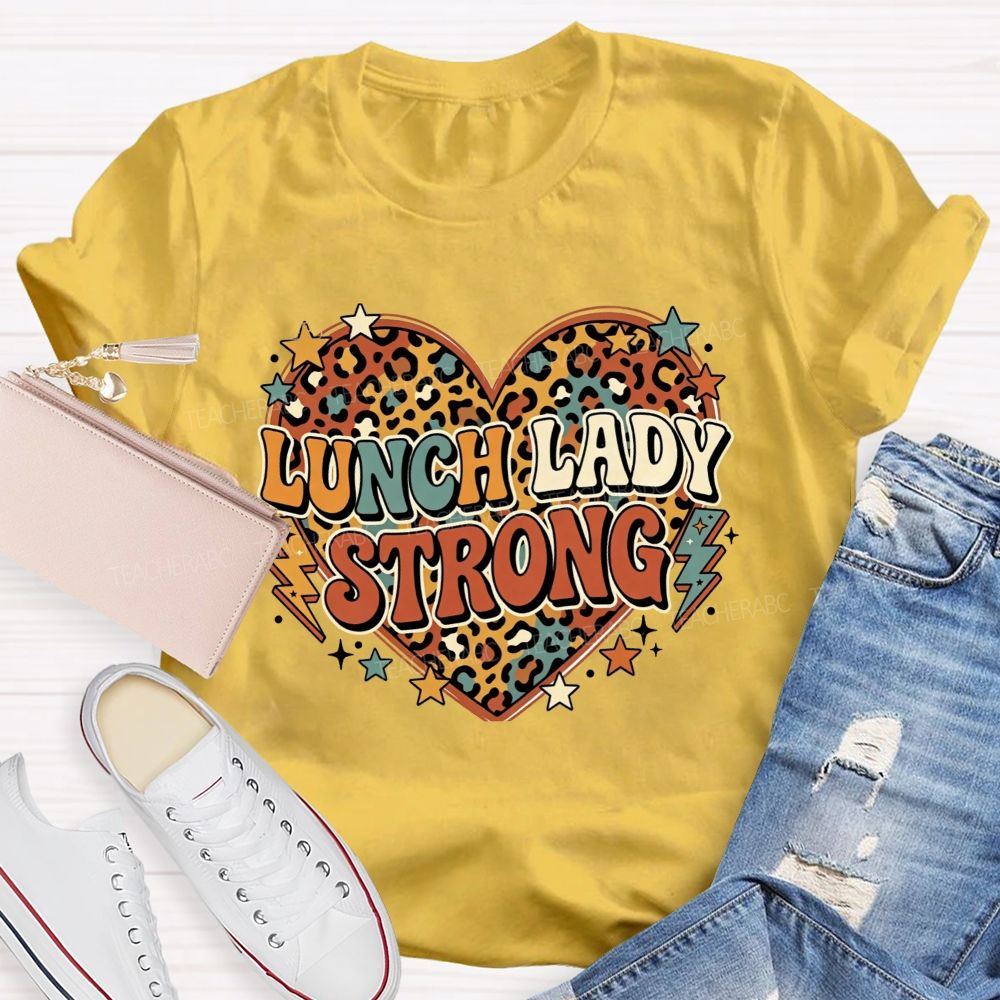 Lunch Lady Strong Leopard Heart Lightning T-shirt