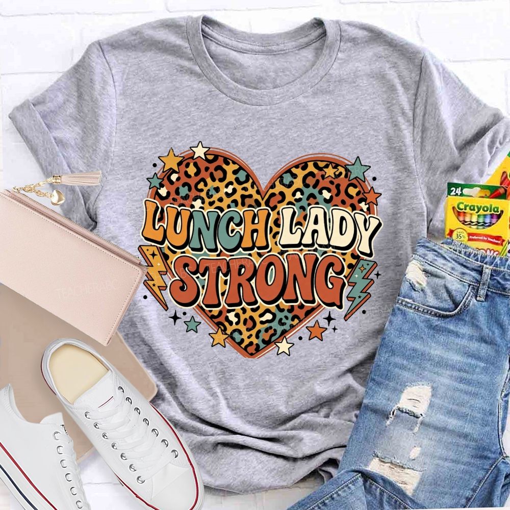 Lunch Lady Strong Leopard Heart Lightning T-shirt