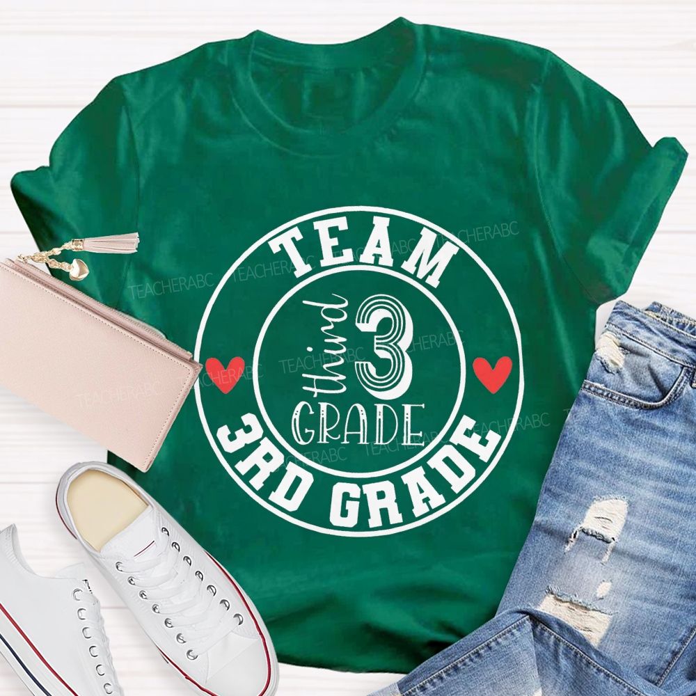 Personalized Grade 3rd Grade Team Herat Teacher T-Shirt