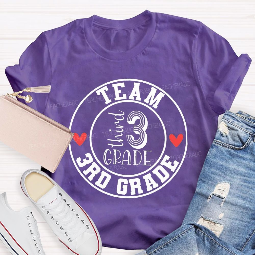 Personalized Grade 3rd Grade Team Herat Teacher T-Shirt