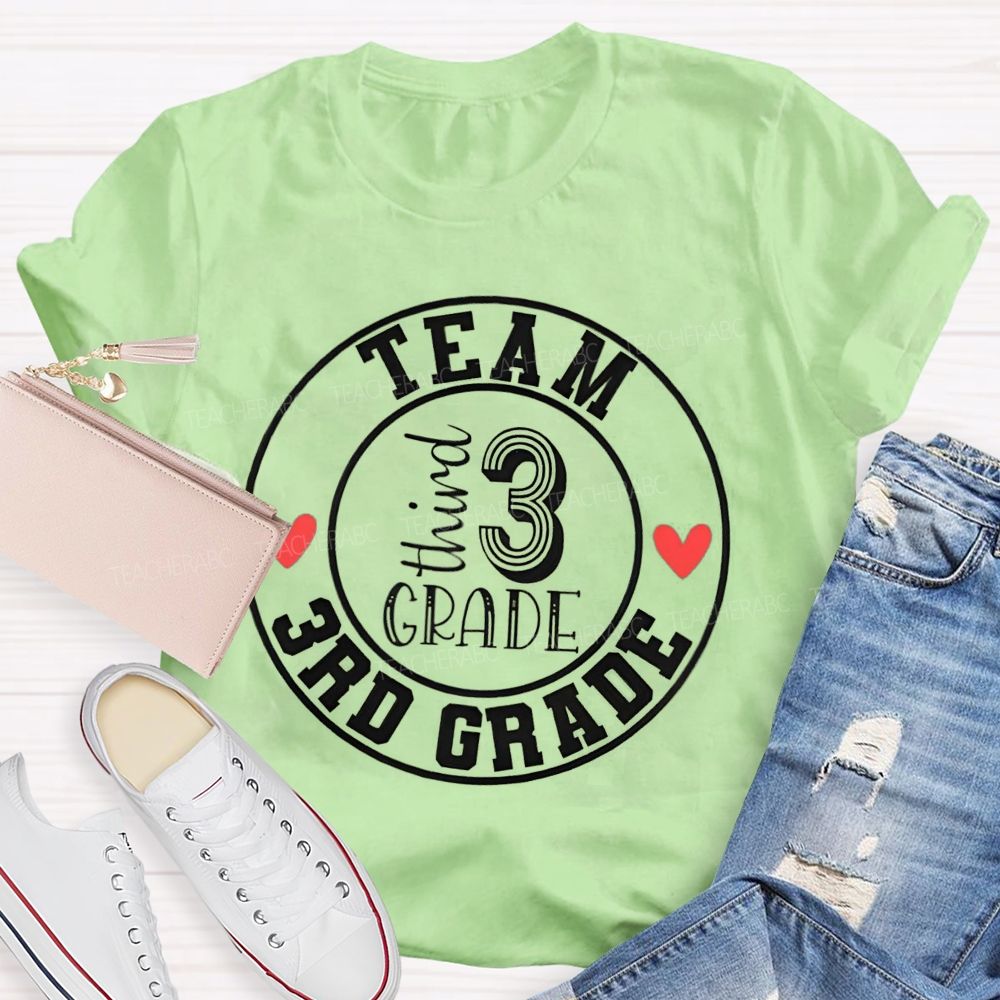 Personalized Grade 3rd Grade Team Herat Teacher T-Shirt