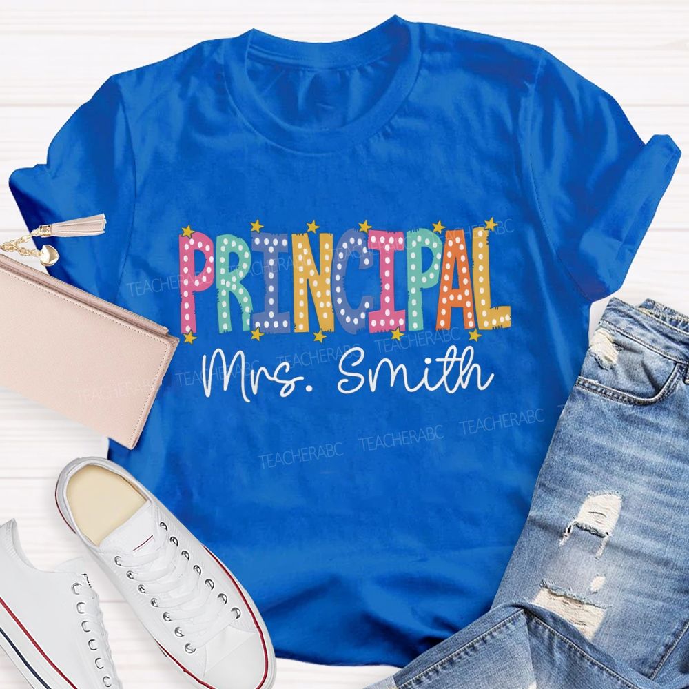 Personalized Name Principal Little Star Teacher T-Shirt