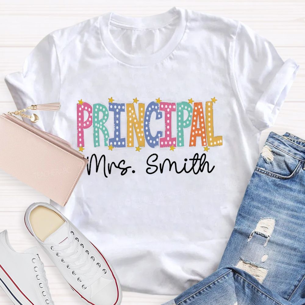 Personalized Name Principal Little Star Teacher T-Shirt