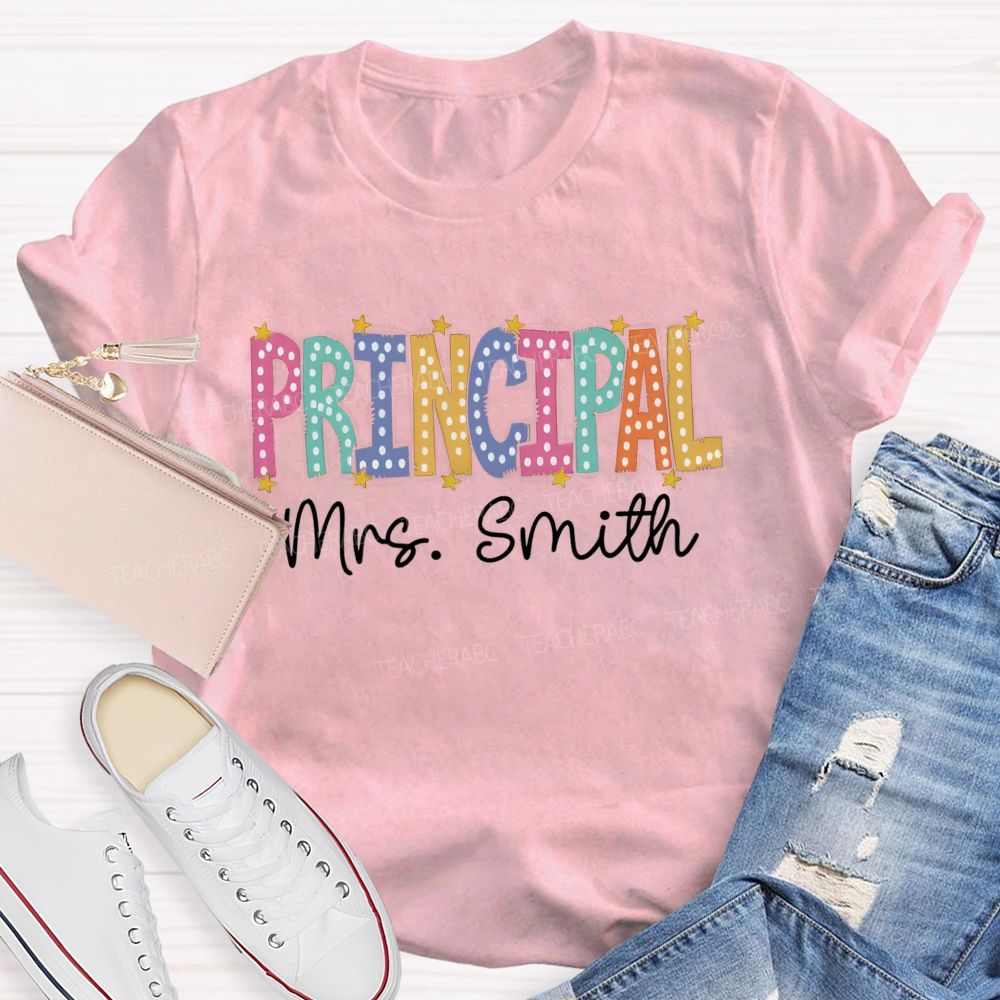 Personalized Name Principal Little Star Teacher T-Shirt
