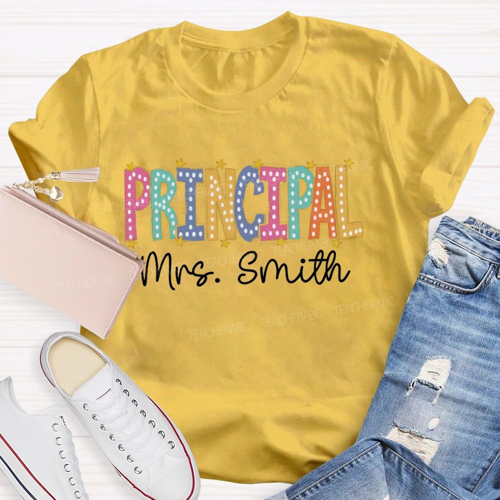 Personalized Name Principal Little Star Teacher T-Shirt