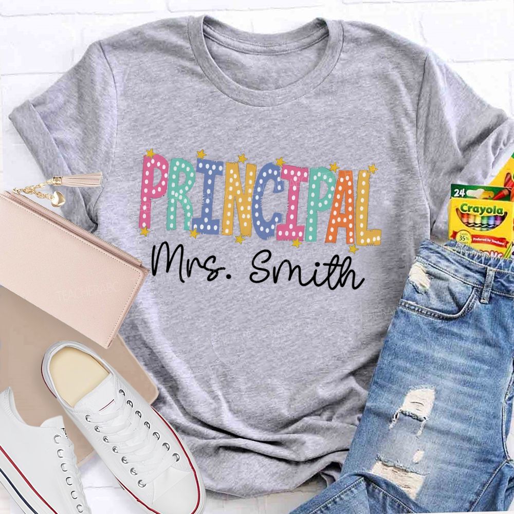 Personalized Name Principal Little Star Teacher T-Shirt