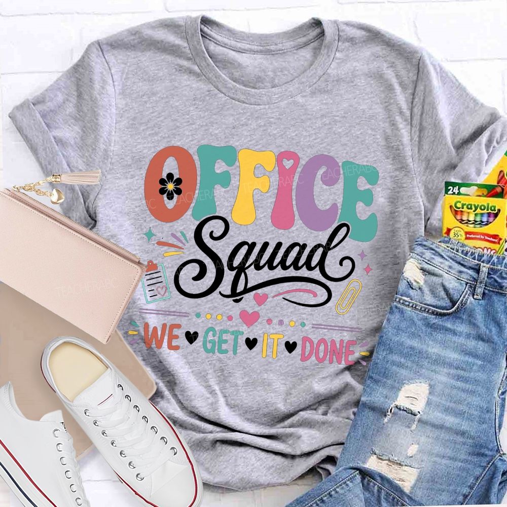 Office Squad We Get It Done Pastel Admin Staff T-shirt