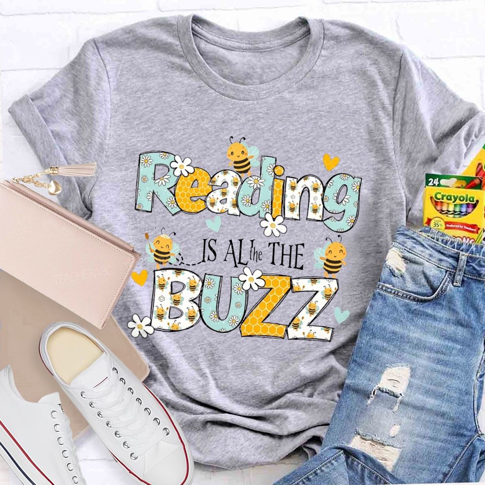 Reading Is All The Buzz Bee Daisy Honeycomb Pattern Book Lover T-shirt
