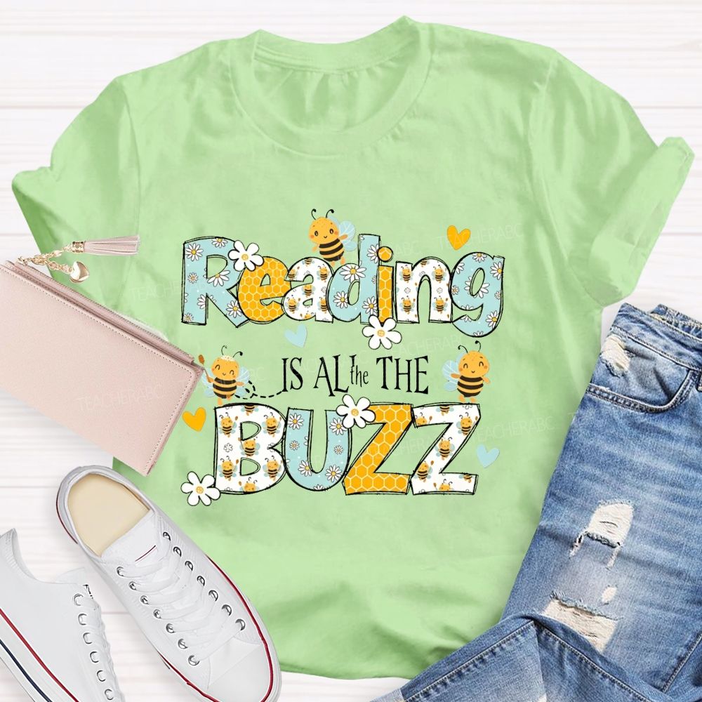 Reading Is All The Buzz Bee Daisy Honeycomb Pattern Book Lover T-shirt
