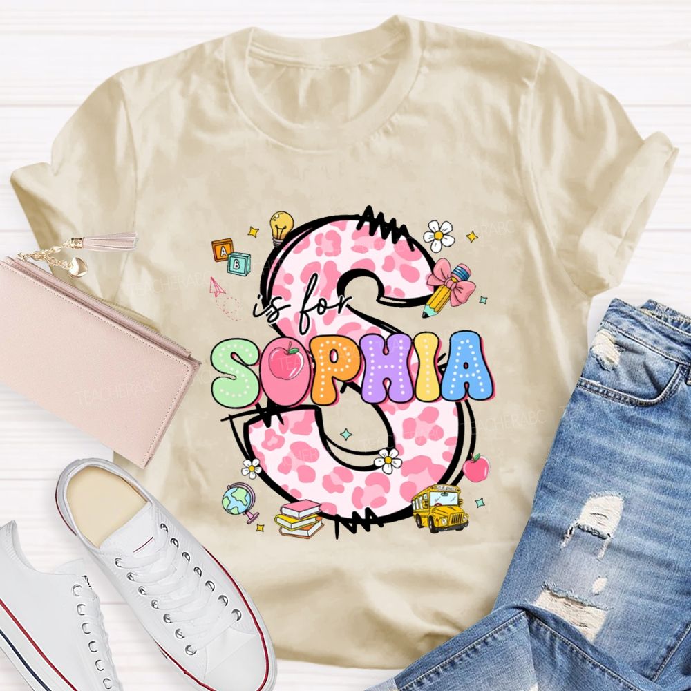 Personalized Name Colorful Leopard Letter Back To school Teacher T-Shirt
