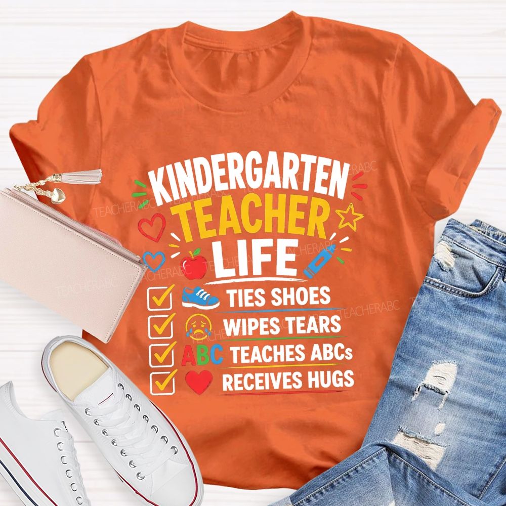 Personalized Grade Kindergarten Teacher Life Checklist Teacher T-shirt
