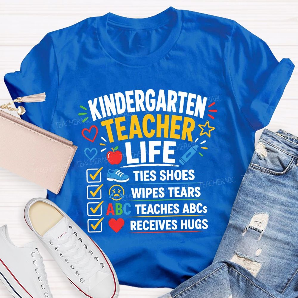Personalized Grade Kindergarten Teacher Life Checklist Teacher T-shirt