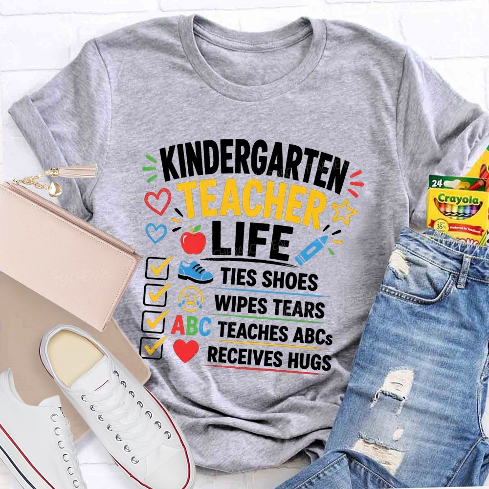Personalized Grade Kindergarten Teacher Life Checklist Teacher T-shirt