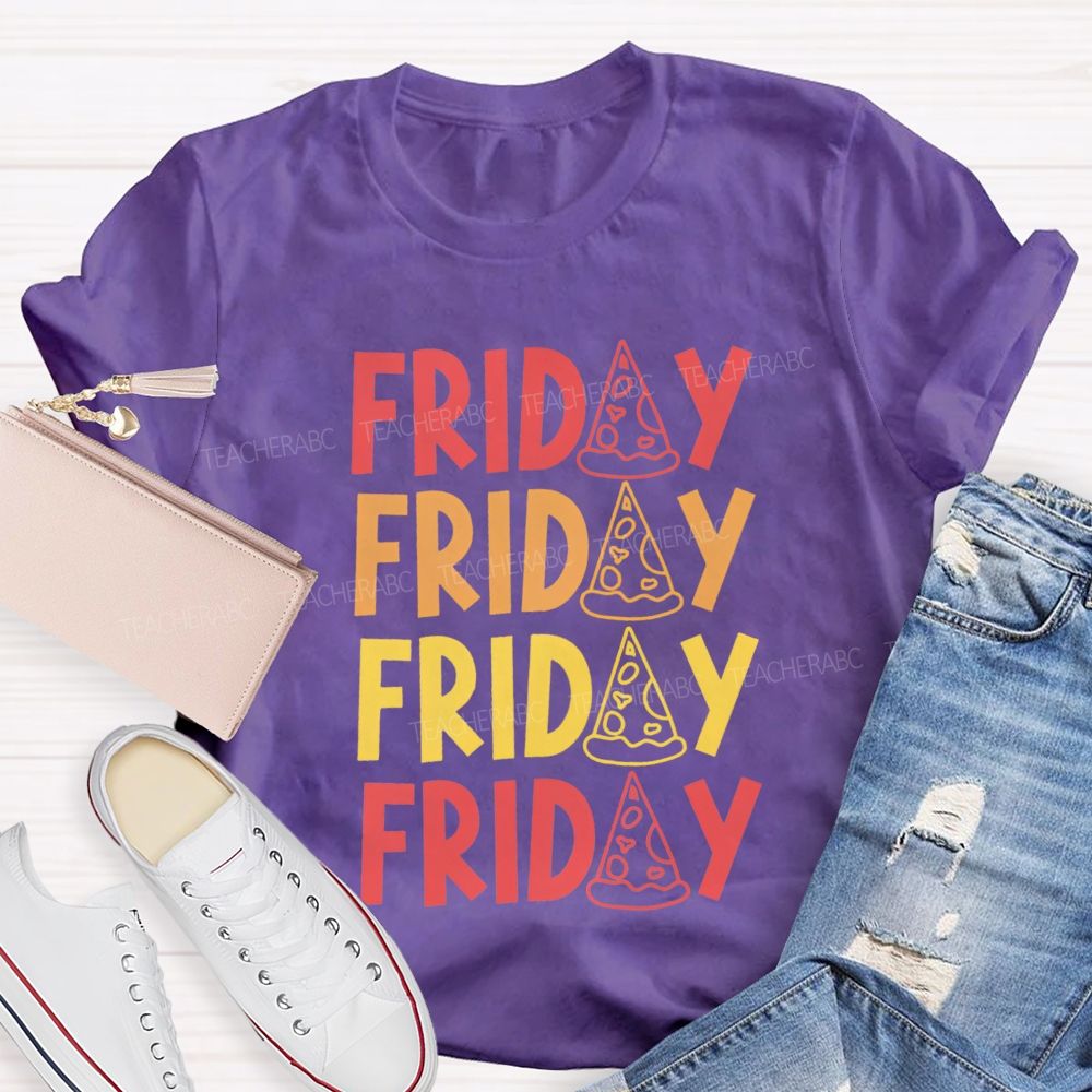 Happy Friday Bright Letter Teacher T-Shirt