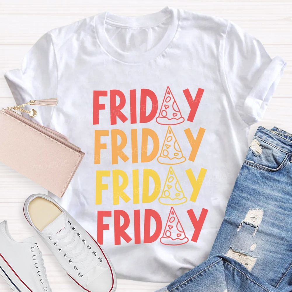 Happy Friday Bright Letter Teacher T-Shirt