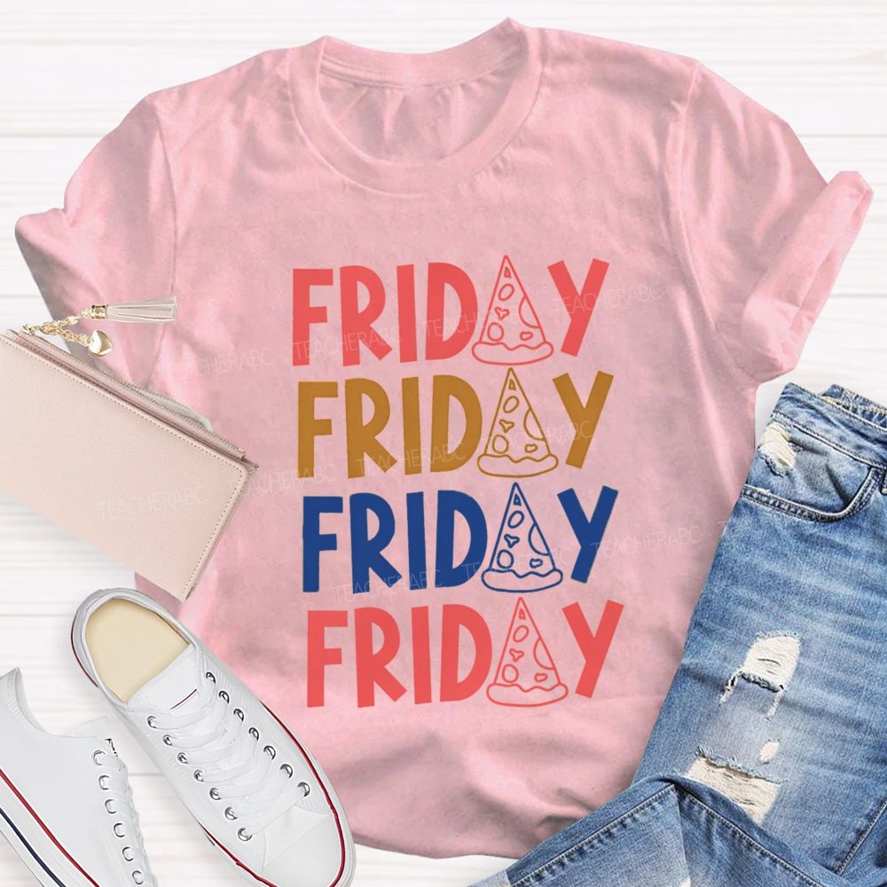 Happy Friday Bright Letter Teacher T-Shirt