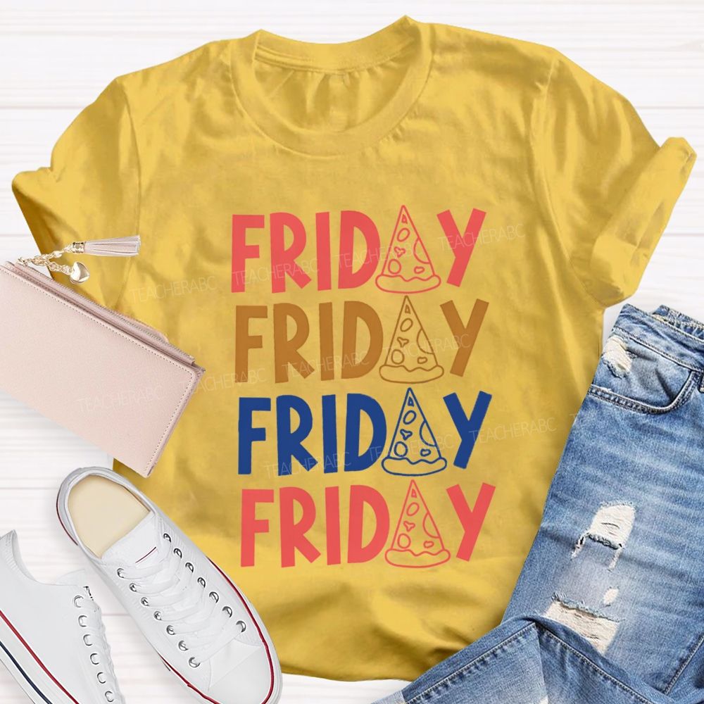 Happy Friday Bright Letter Teacher T-Shirt