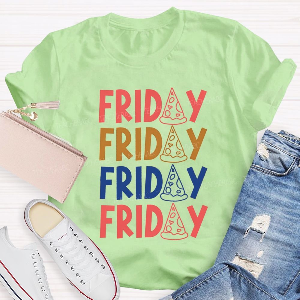 Happy Friday Bright Letter Teacher T-Shirt