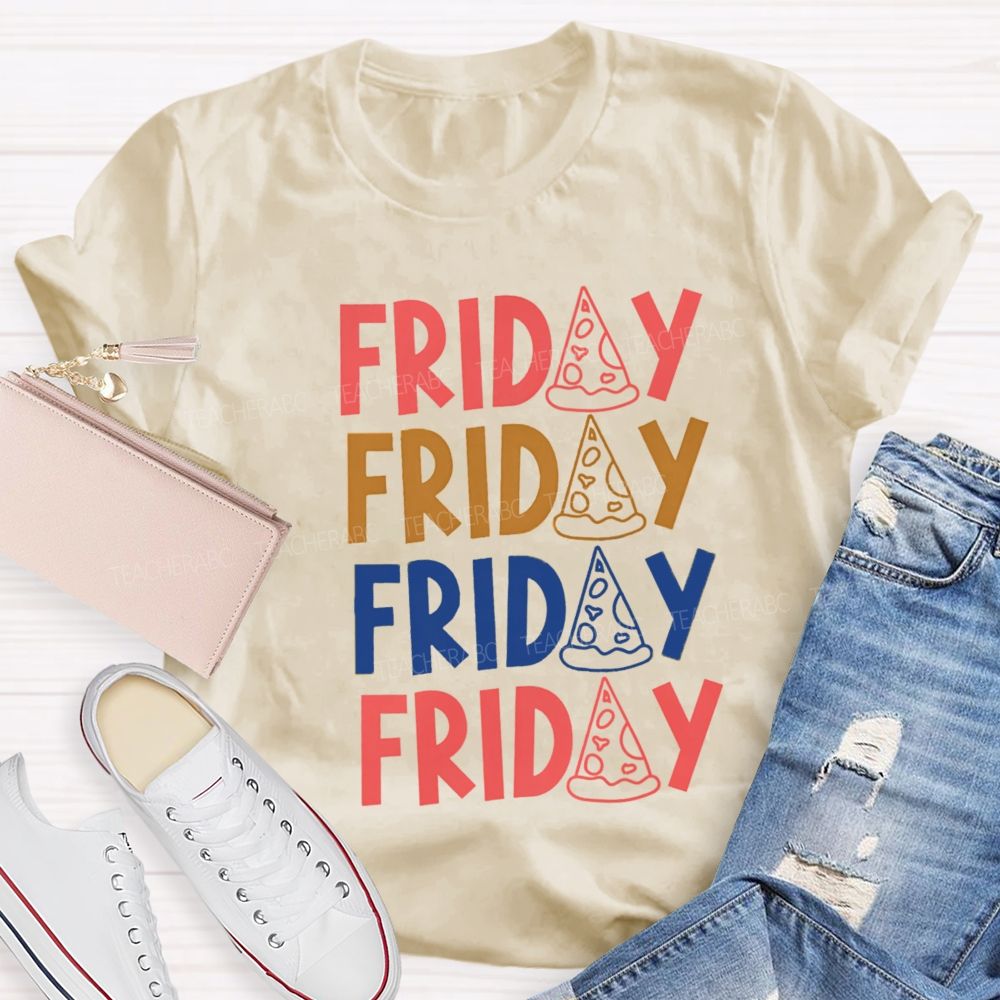 Happy Friday Bright Letter Teacher T-Shirt