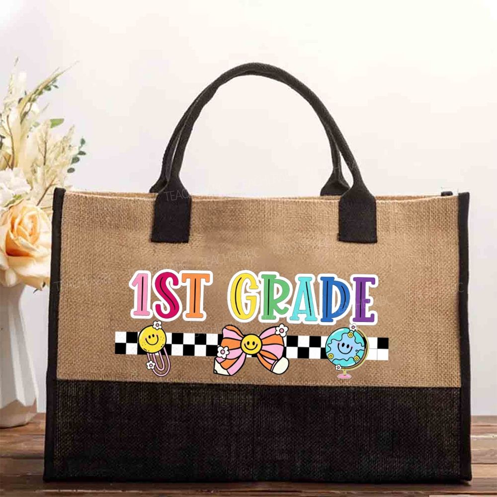 Personalized Grade Colorful letters Back To School Cotton Tote Bag