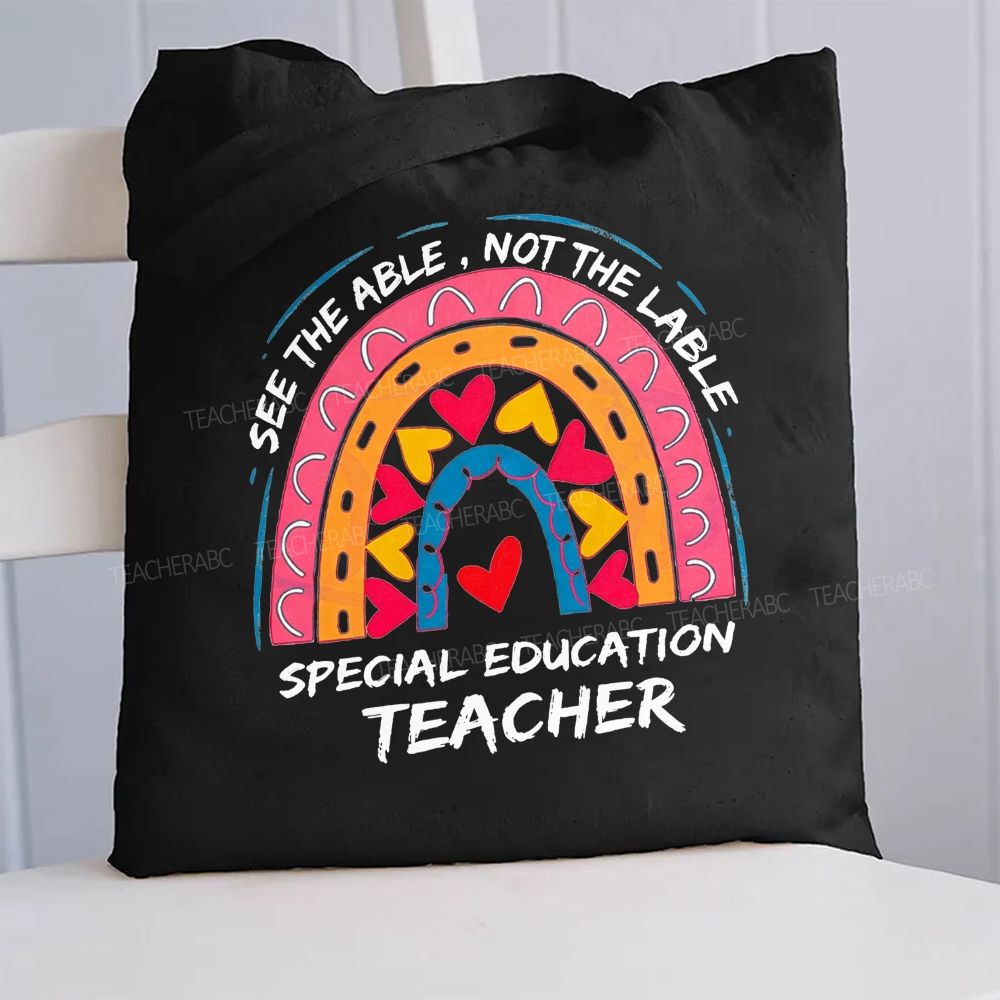Special Education Heart Rainbow Tote Bag