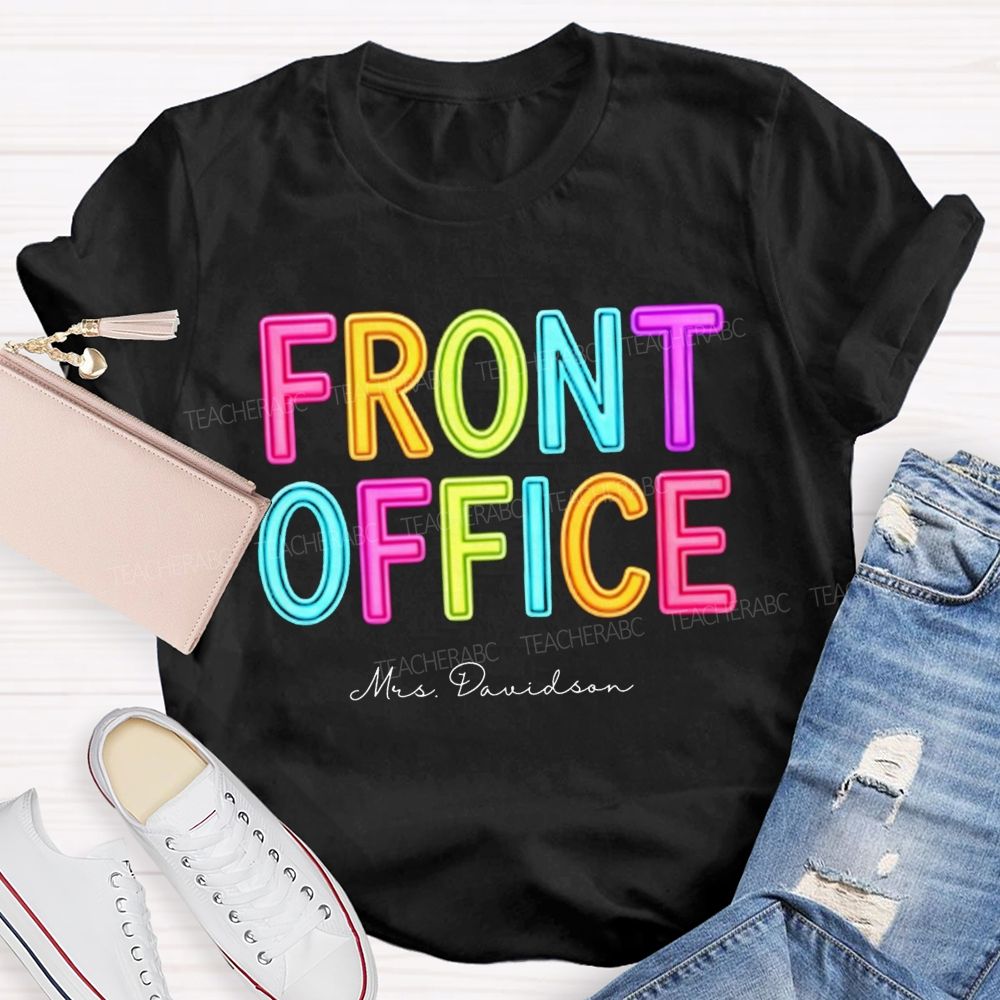 Personalized Name Front Office Minimalist Colorful Typography Design T-shirt