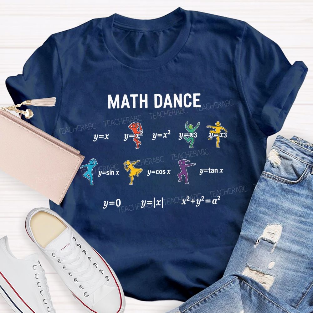Colorful Silhouette Math Dance Math Teacher T-shirt