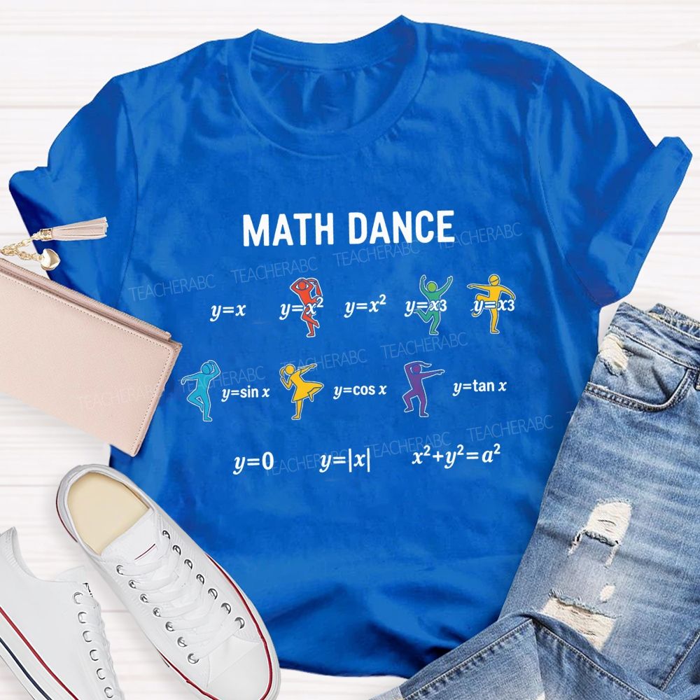 Colorful Silhouette Math Dance Math Teacher T-shirt