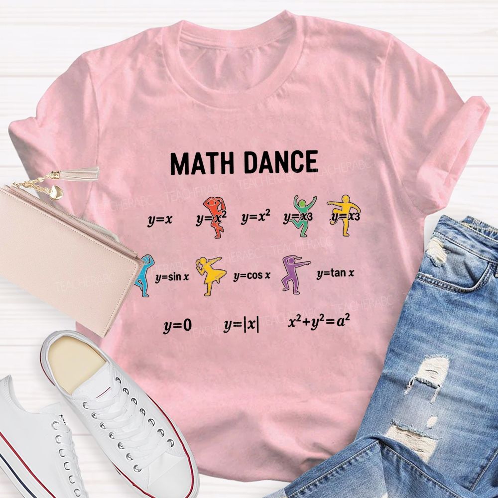 Colorful Silhouette Math Dance Math Teacher T-shirt