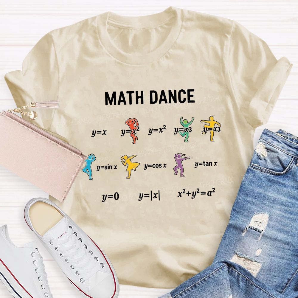 Colorful Silhouette Math Dance Math Teacher T-shirt