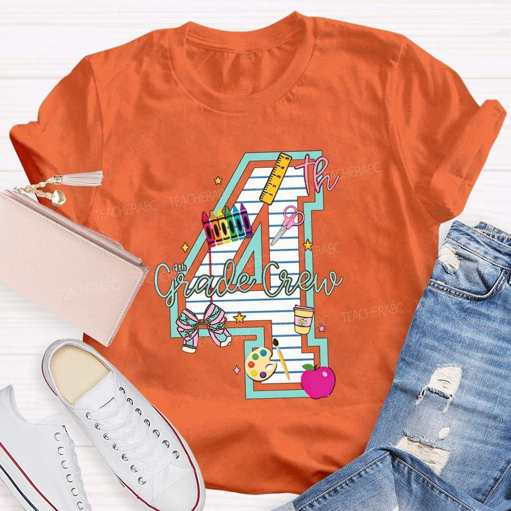Personalized Grade 4th Grade Crew Ready To Create Memories Teacher T-shirt