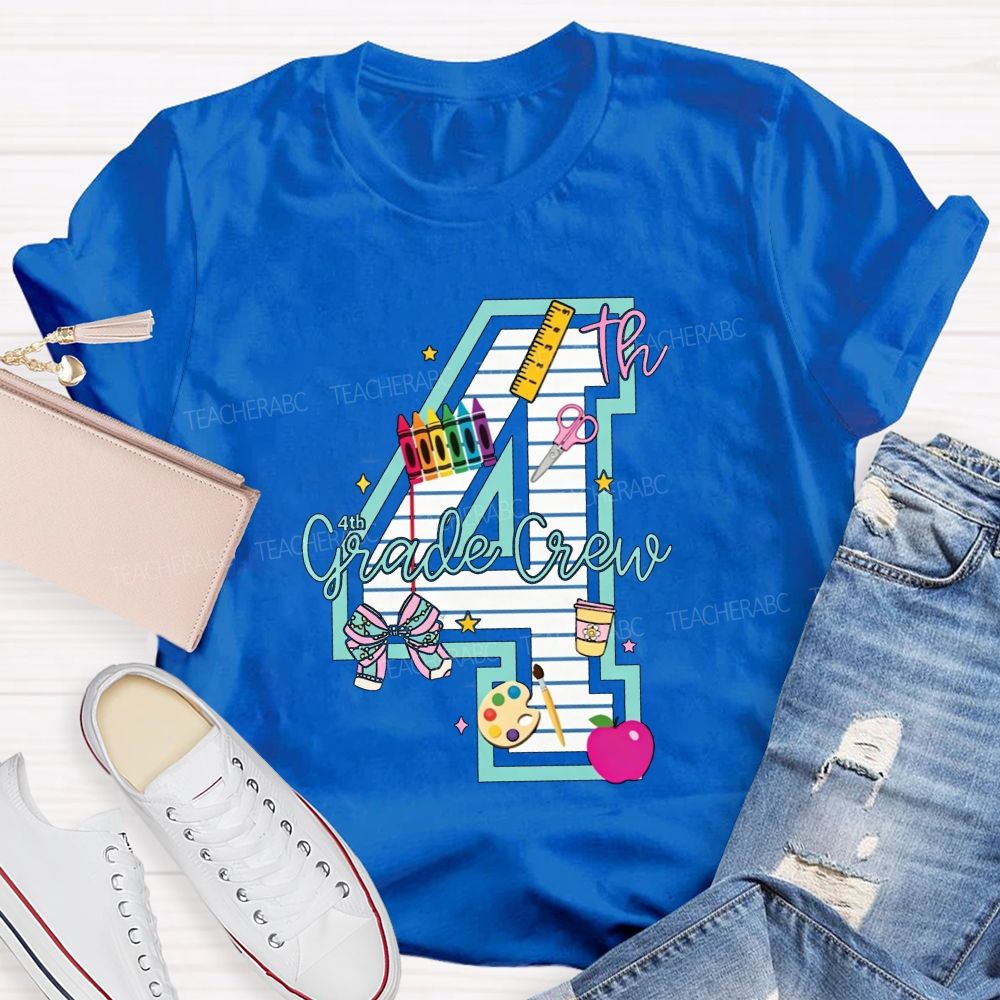 Personalized Grade 4th Grade Crew Ready To Create Memories Teacher T-shirt