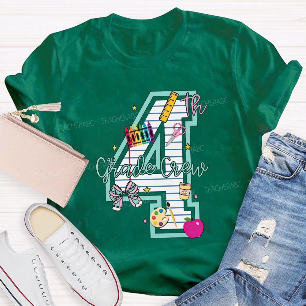 Personalized Grade 4th Grade Crew Ready To Create Memories Teacher T-shirt
