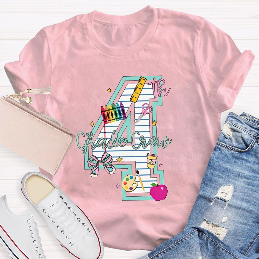 Personalized Grade 4th Grade Crew Ready To Create Memories Teacher T-shirt