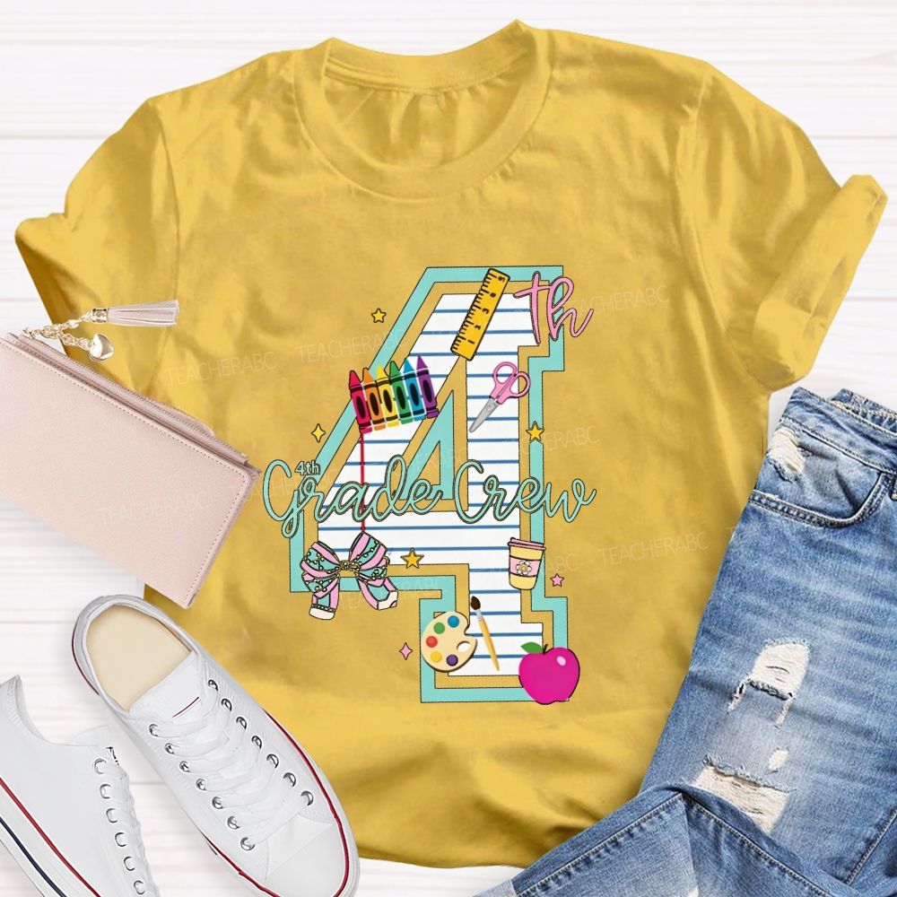 Personalized Grade 4th Grade Crew Ready To Create Memories Teacher T-shirt