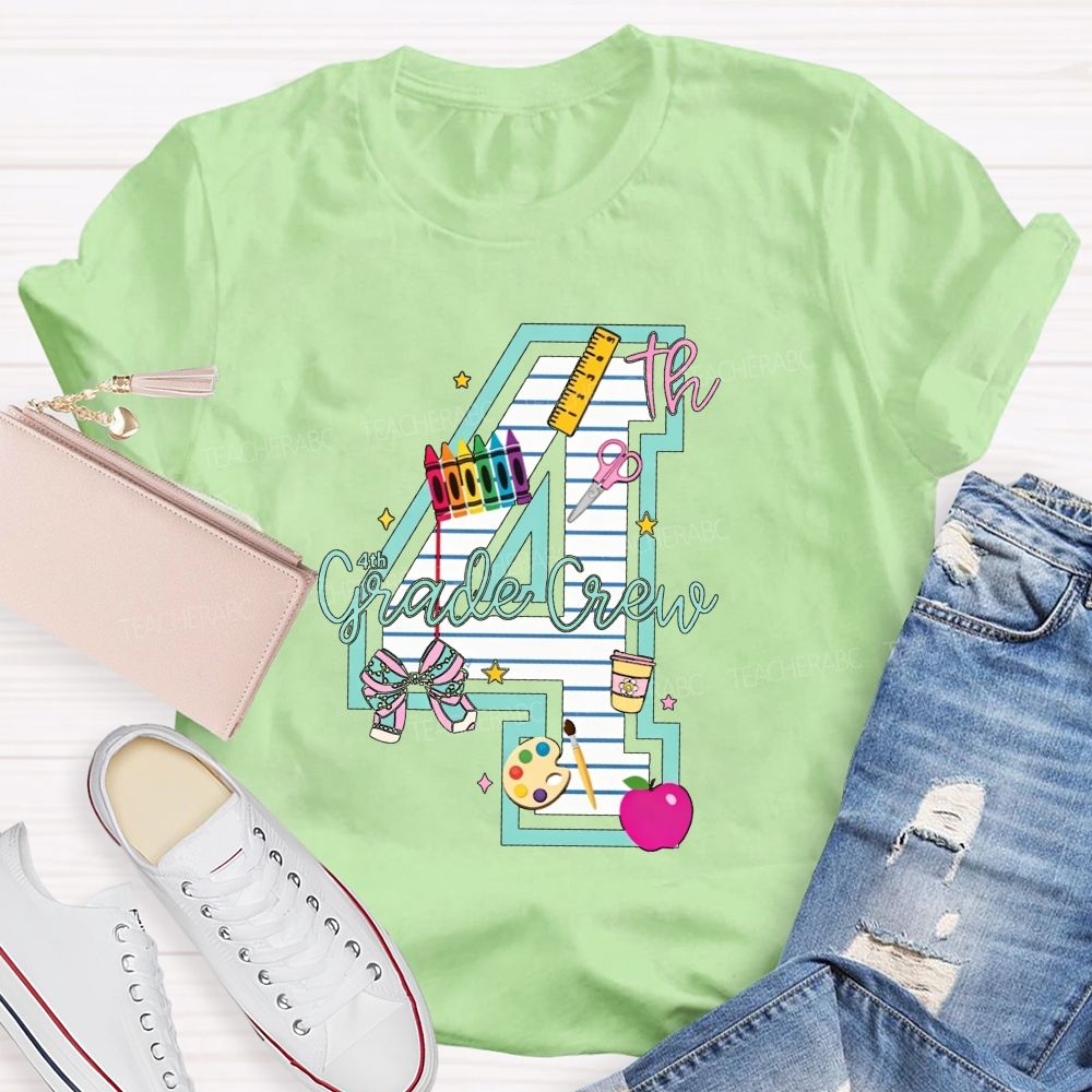 Personalized Grade 4th Grade Crew Ready To Create Memories Teacher T-shirt