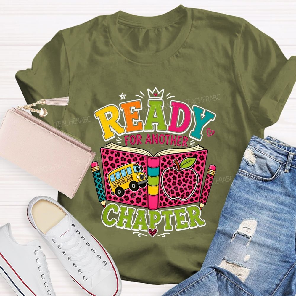 Ready For Another Chapter Pink Leopard Print Teacher T-shirt