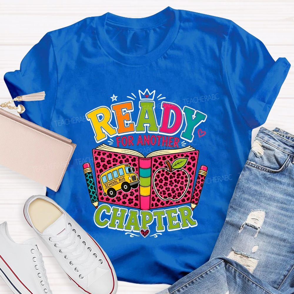 Ready For Another Chapter Pink Leopard Print Teacher T-shirt