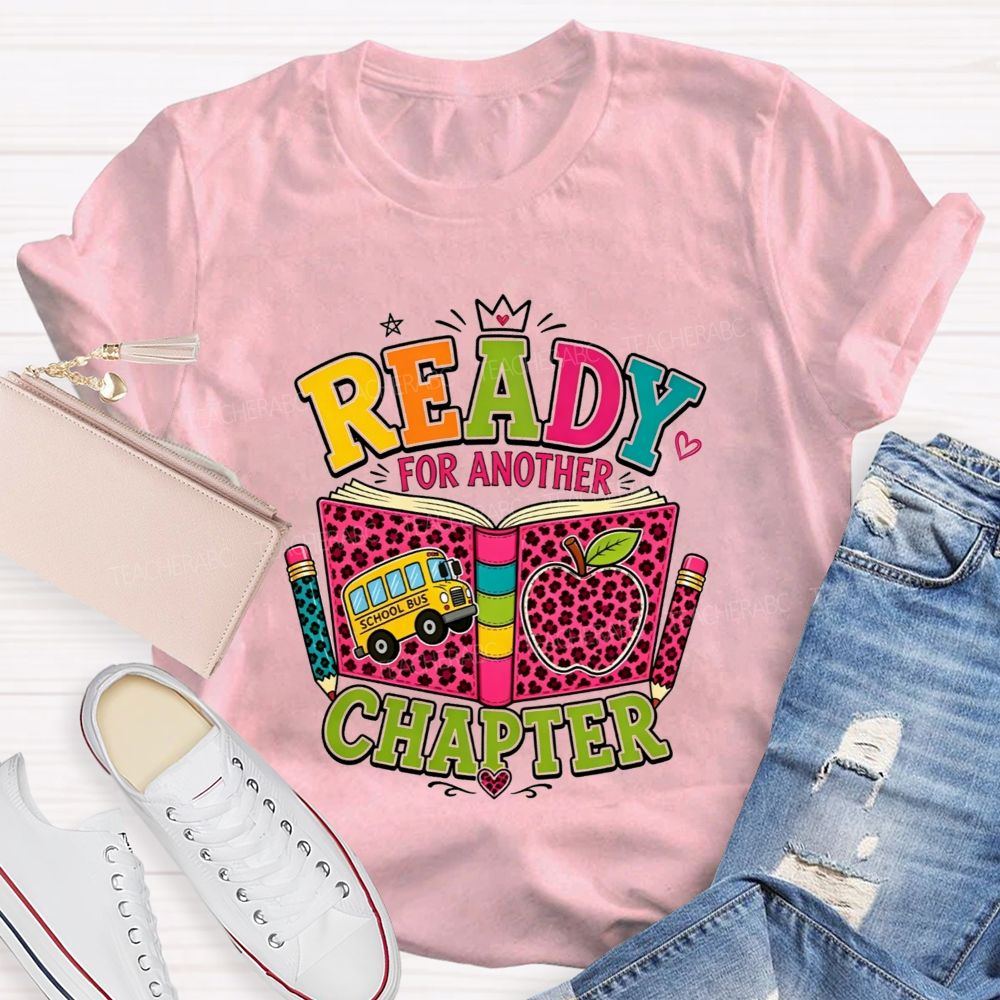 Ready For Another Chapter Pink Leopard Print Teacher T-shirt