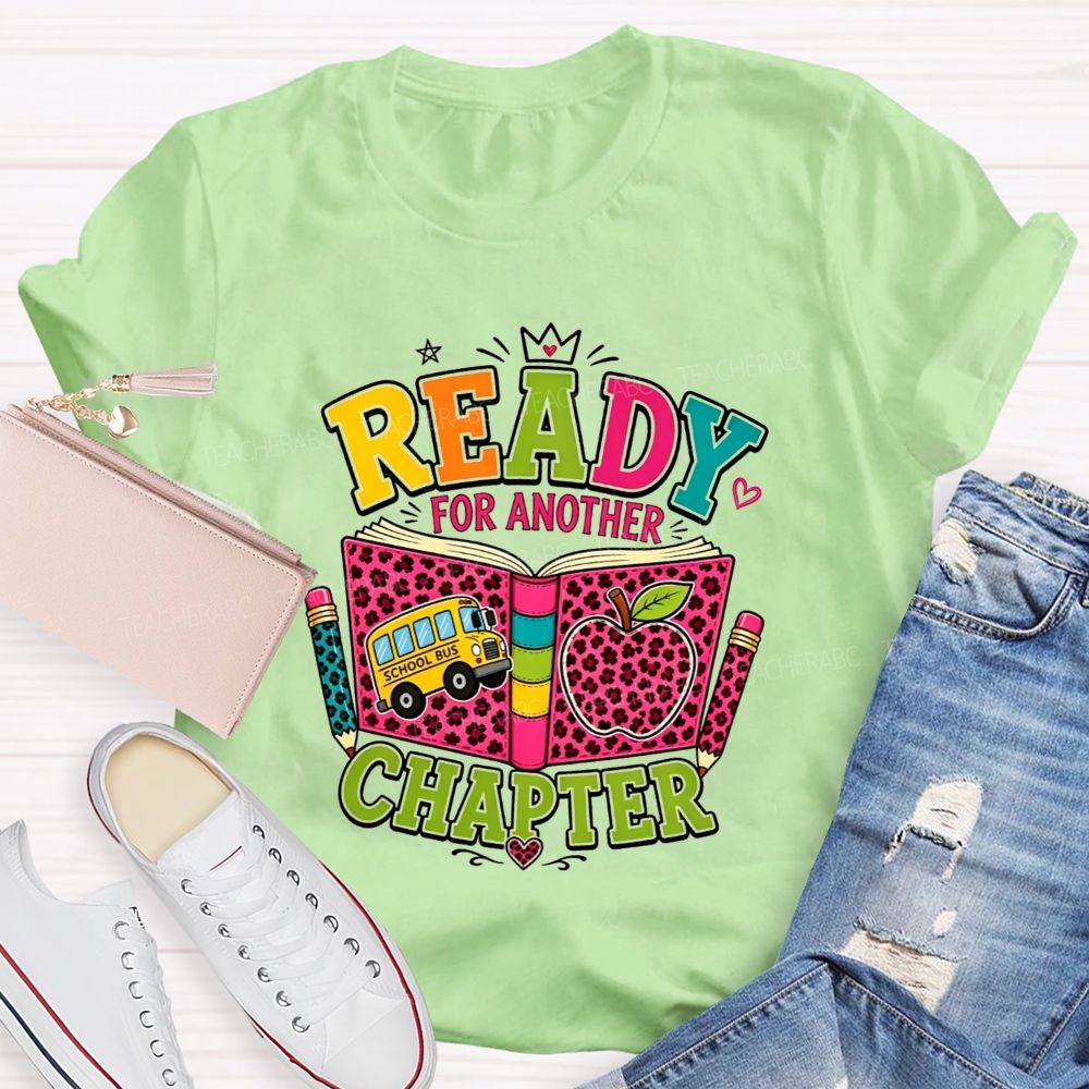 Ready For Another Chapter Pink Leopard Print Teacher T-shirt