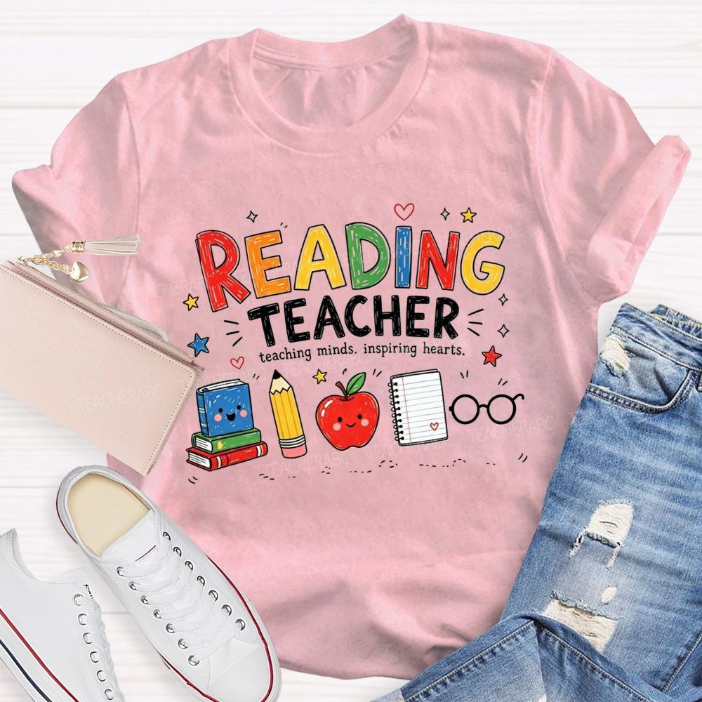 Reading Teacher Teaching Minds Inspiring Hearts Teacher T-shirt