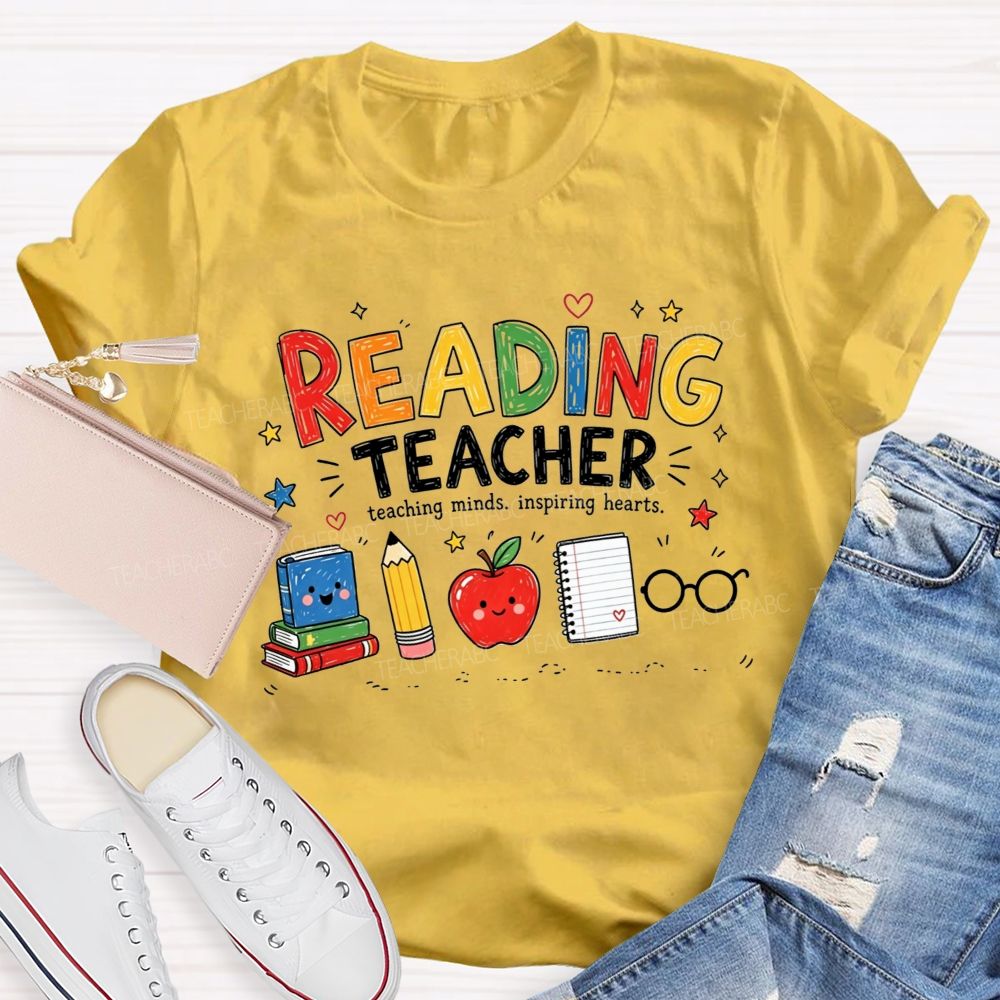 Reading Teacher Teaching Minds Inspiring Hearts Teacher T-shirt