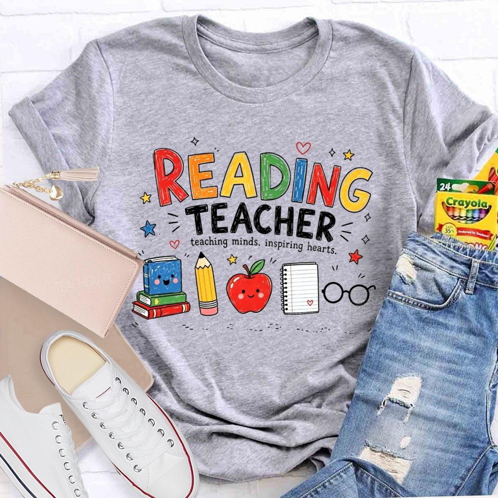 Reading Teacher Teaching Minds Inspiring Hearts Teacher T-shirt