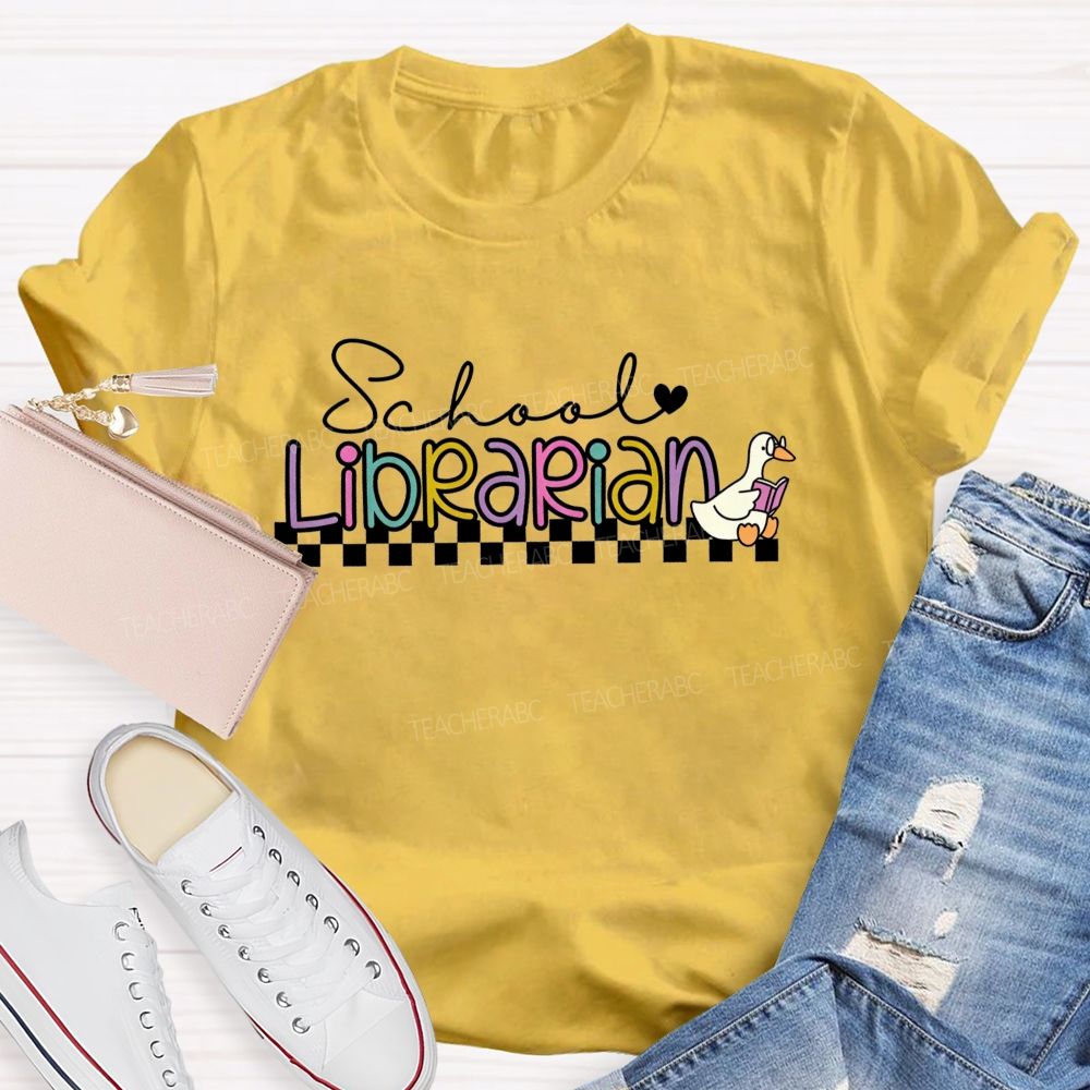 School Librarian Magic And Black Checkers T-shirt