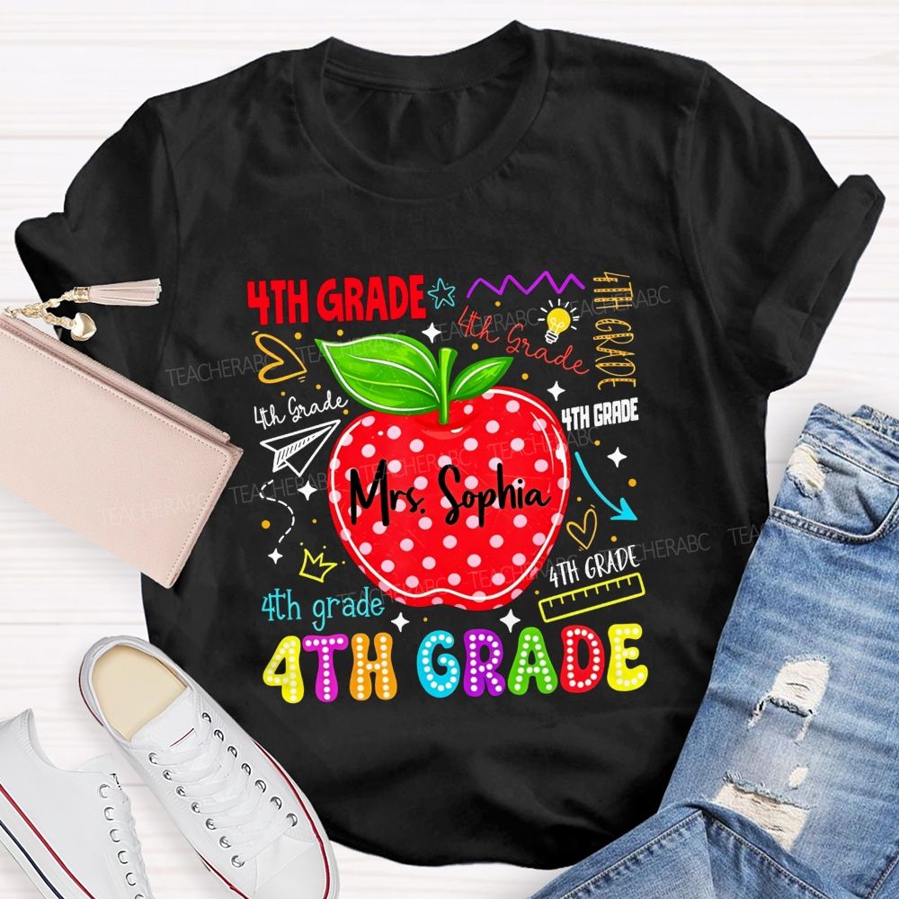 Personalized Name And Grade My Happy Classroom Life Teacher T-shirt